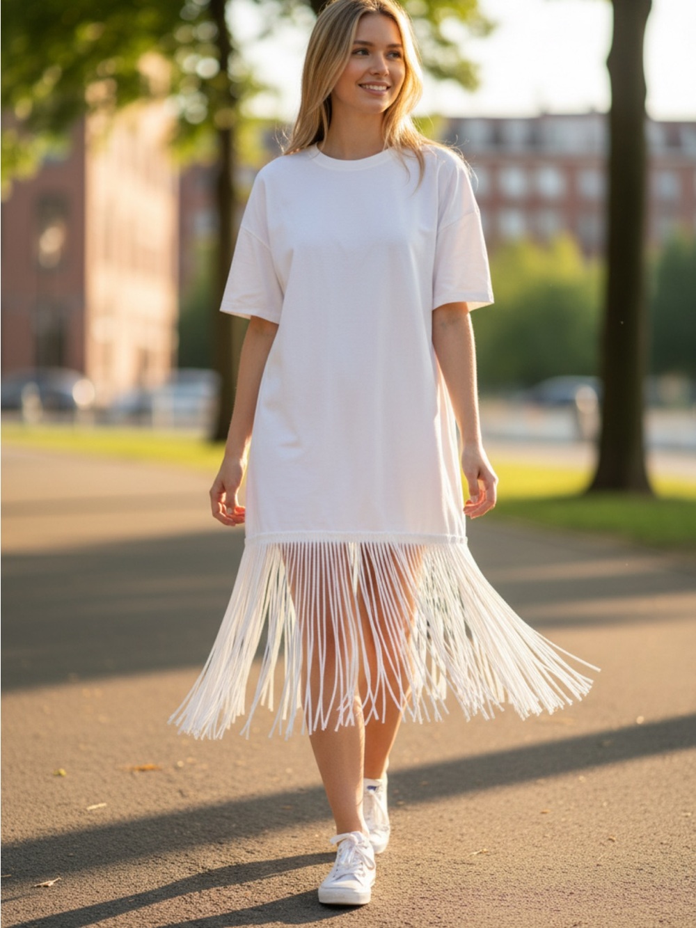 Pixie Market White Fringe Midi Dress Women’s Small